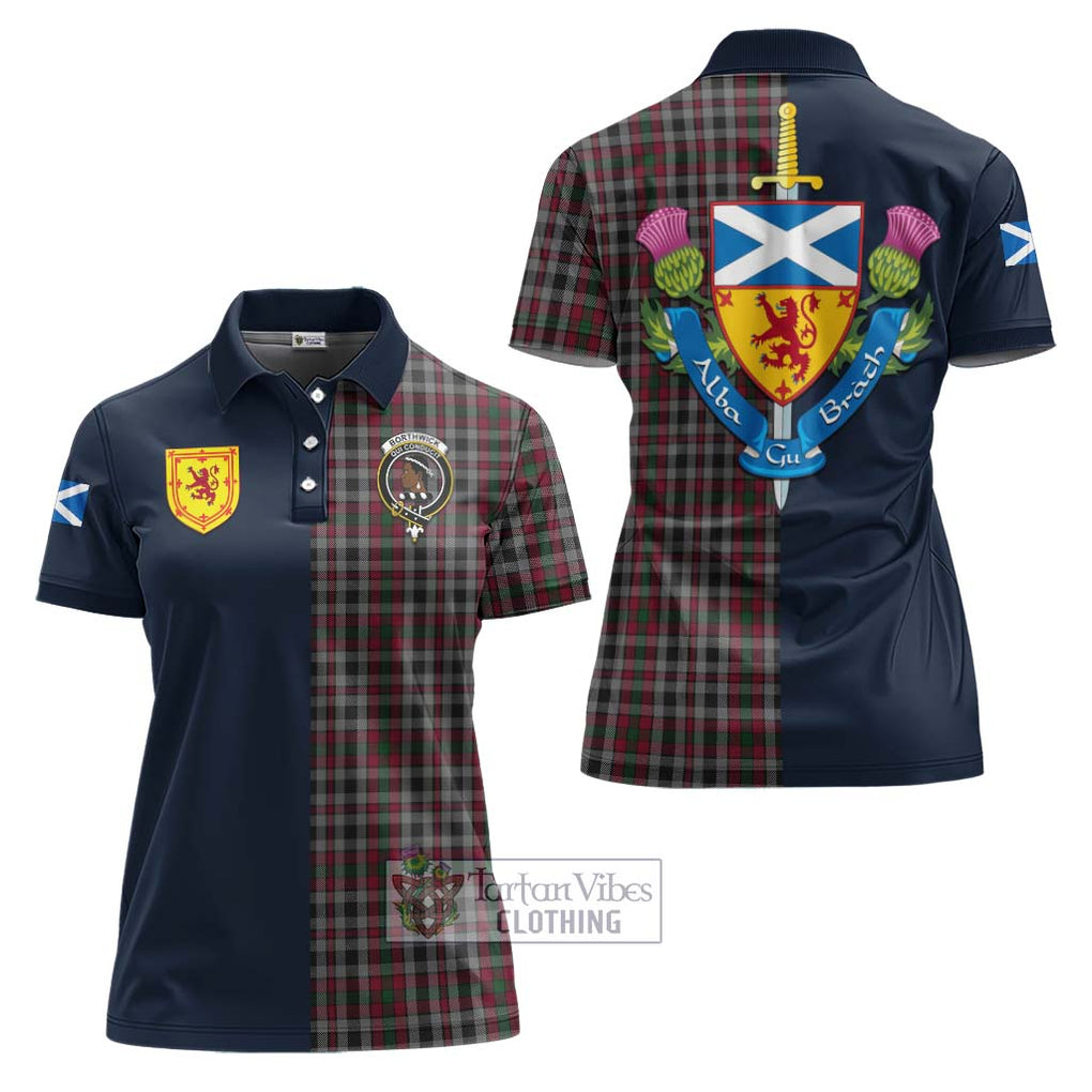 Borthwick Tartan Women's Polo Shirt Alba with Scottish Lion Royal Arm Half Style Women - Tartan Vibes Clothing