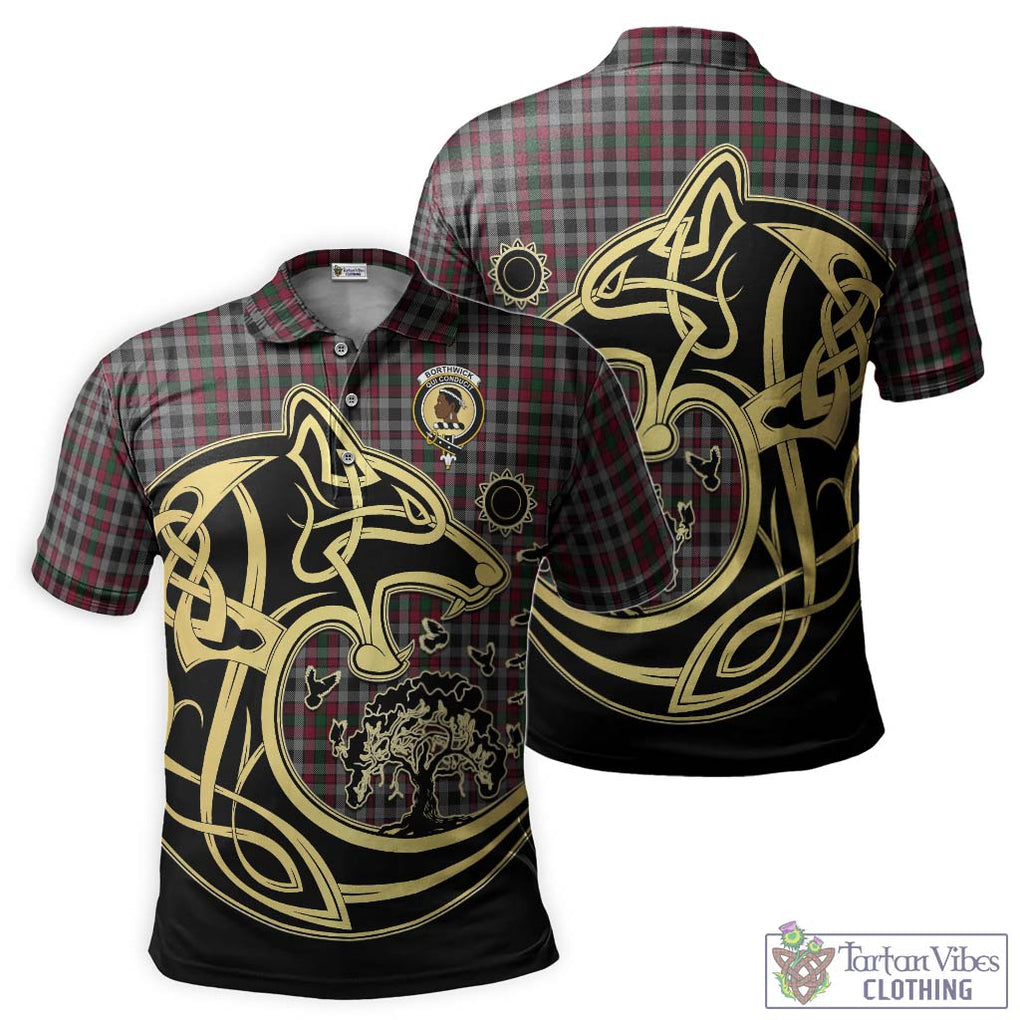 Borthwick Tartan Polo Shirt with Family Crest Celtic Wolf Style Kid - Tartan Vibes Clothing