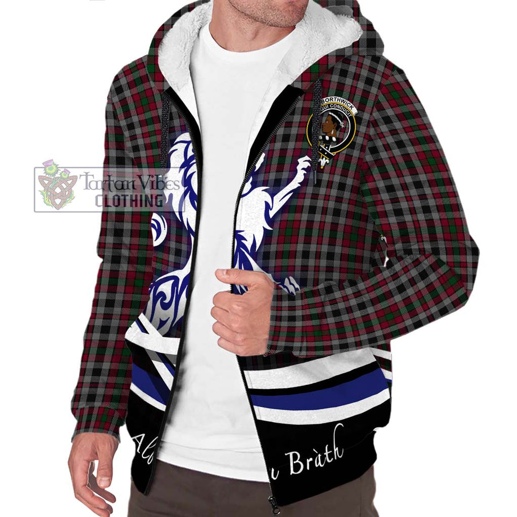 Borthwick Tartan Sherpa Hoodie with Alba Gu Brath Regal Lion Emblem Unisex S - Tartanvibesclothing Shop