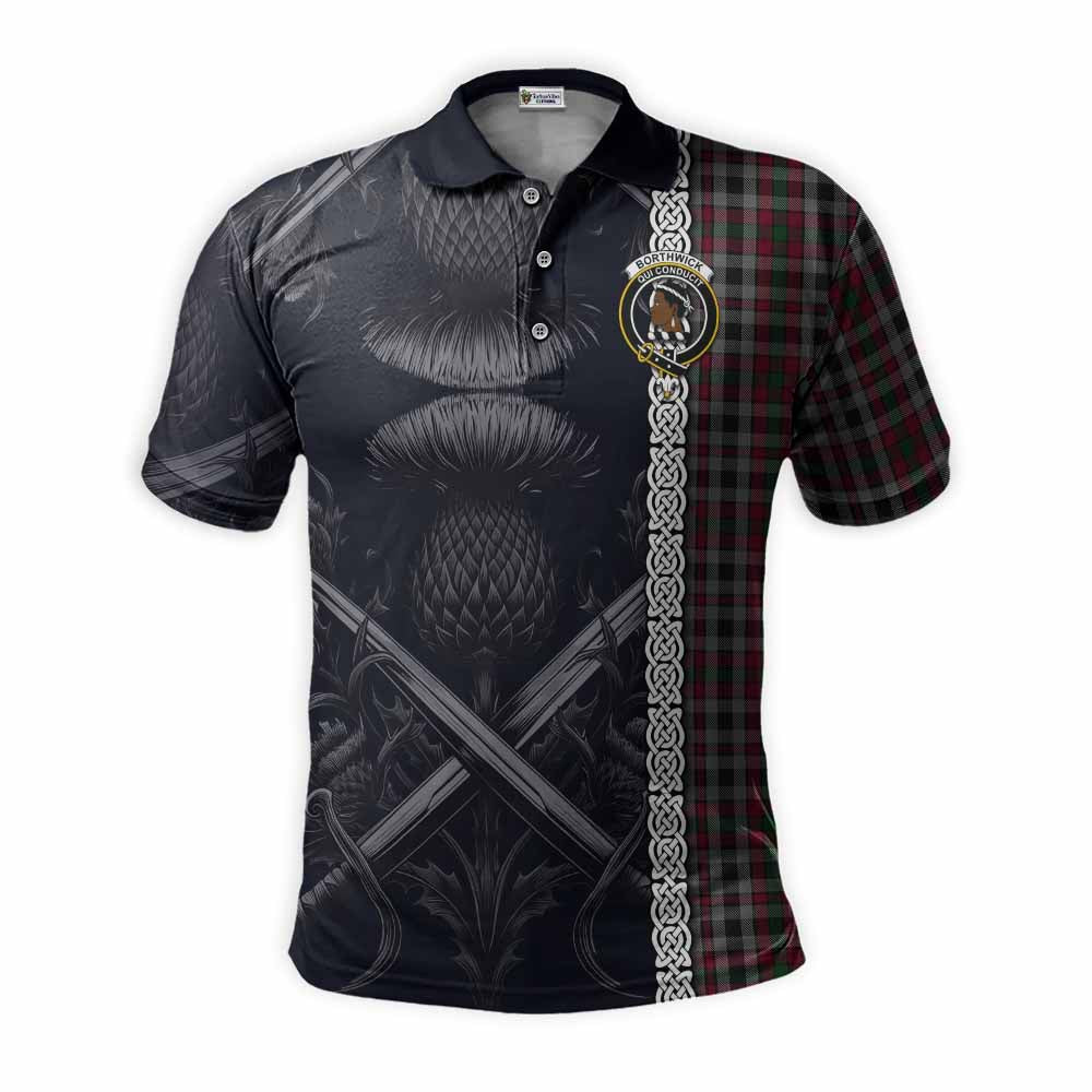 Borthwick Tartan Polo Shirt with Family Crest Cross Sword Thistle Celtic Vibes Kid - Tartan Vibes Clothing