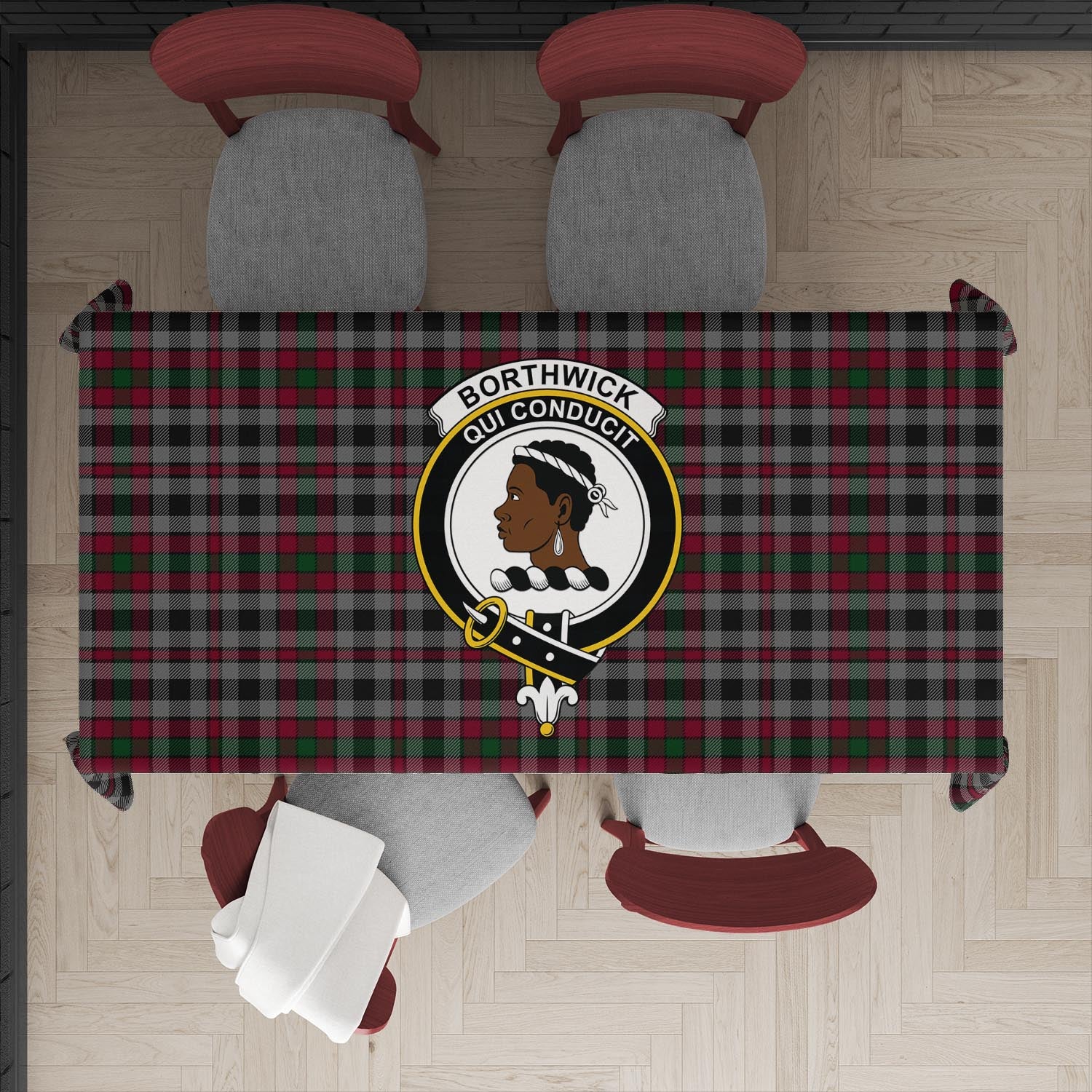 Borthwick Tartan Tablecloth with Family Crest XL 57.1"x70.9"(145x180cm) - Tartan Vibes Clothing