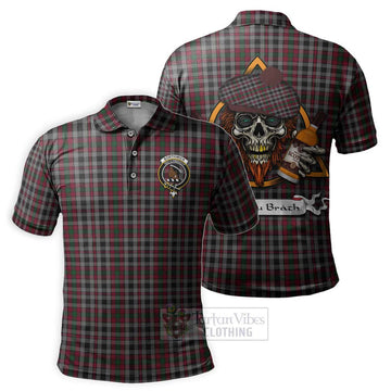Borthwick Tartan Polo Shirt with Family Crest and Bearded Skull Holding Bottles of Whiskey Kid - Tartan Vibes Clothing