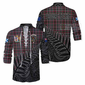 Tartan Vibes Clothing Borthwick Crest Tartan Ghillie Kilt Shirt with New Zealand Silver Fern Half Style