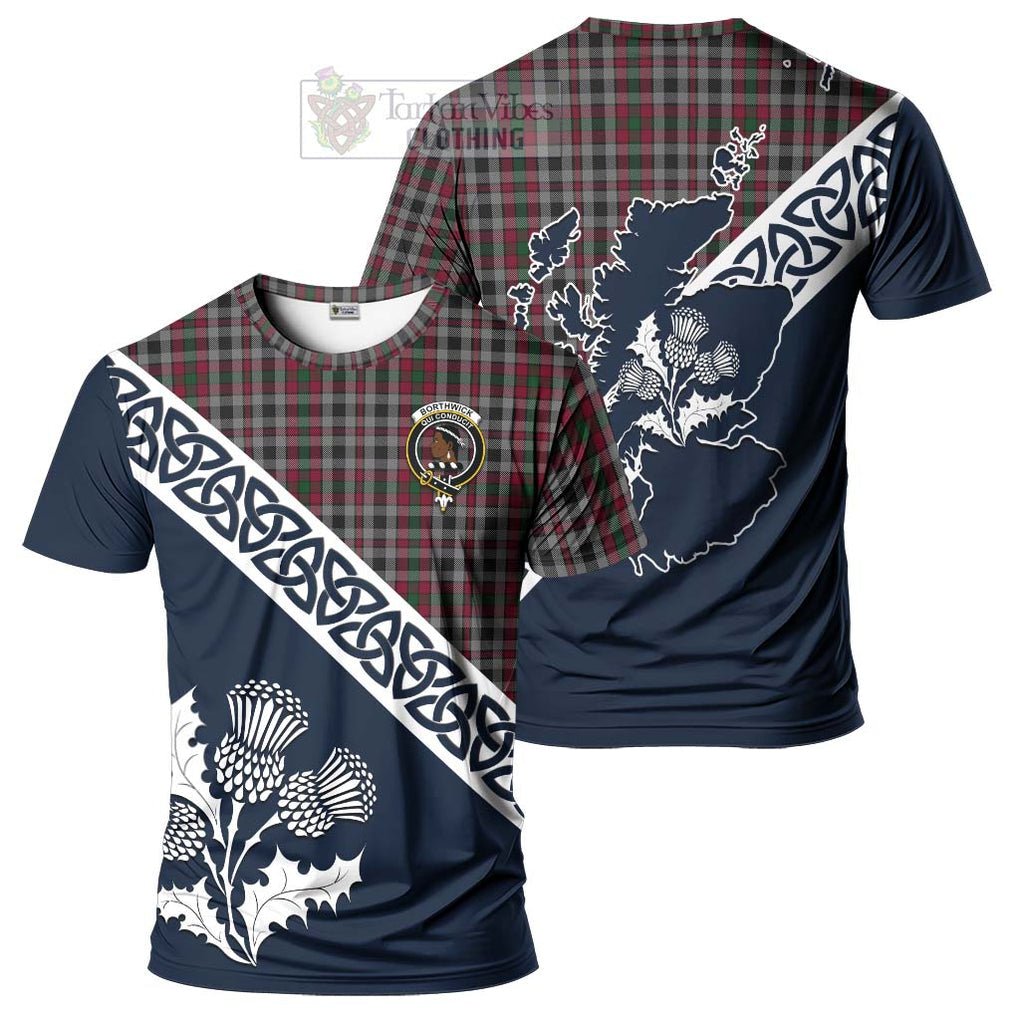 Borthwick Tartan T-Shirt Featuring Thistle and Scotland Map Kid's Shirt - Tartanvibesclothing Store