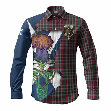 Tartan Vibes Clothing Borthwick Tartan Family Crest Long Sleeve Button Shirt Scottish Thistle Celtic Inspired