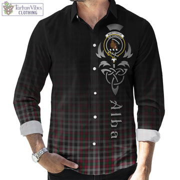 Tartan Vibes Clothing Borthwick Tartan Long Sleeve Button Up Featuring Alba Gu Brath Family Crest Celtic Inspired