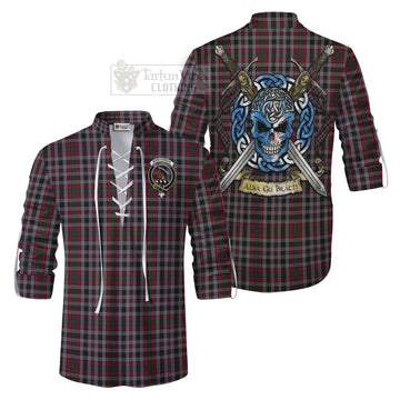 Borthwick Tartan Ghillie Kilt Shirt with Family Crest Celtic Skull Style Men - Tartan Vibes Clothing