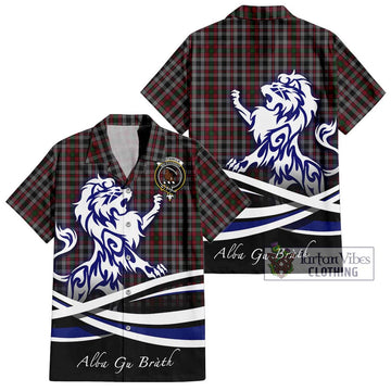 Borthwick Tartan Short Sleeve Button Shirt with Alba Gu Brath Regal Lion Emblem Kid - Tartanvibesclothing Shop