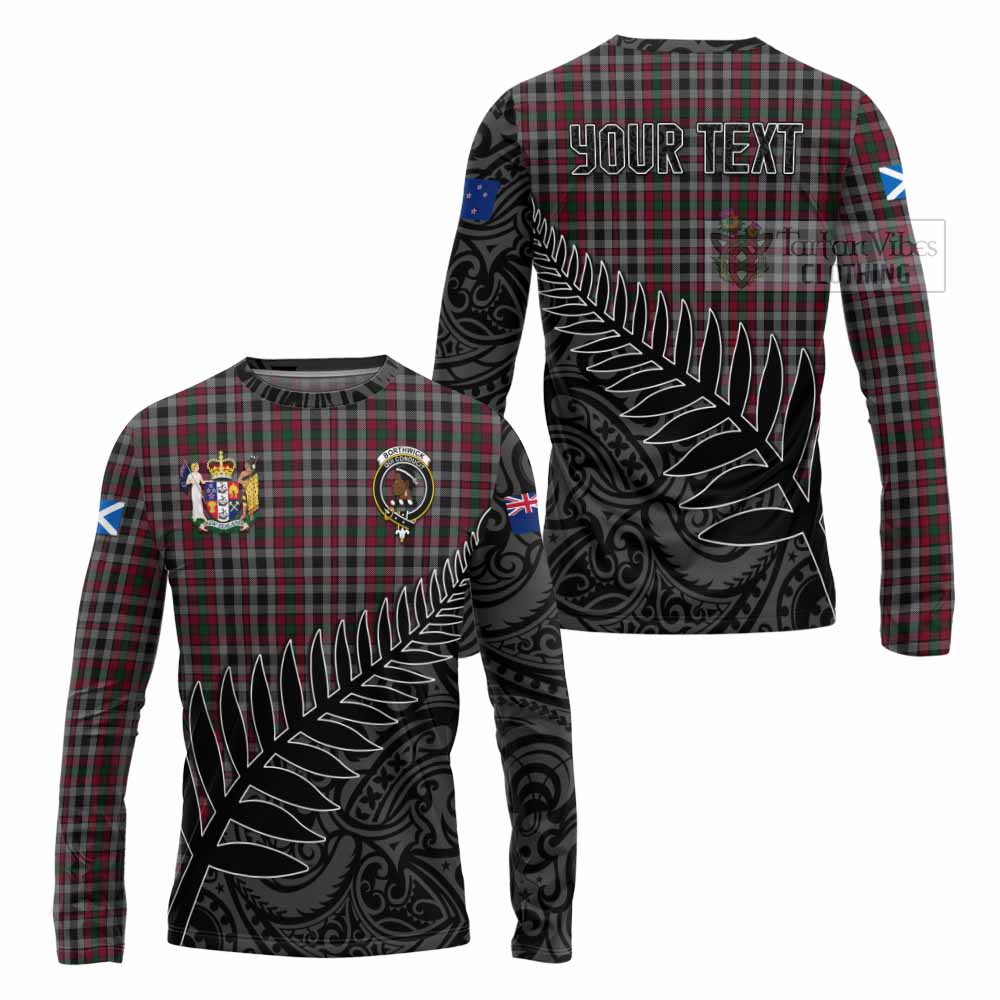 Tartan Vibes Clothing Borthwick Crest Tartan Long Sleeve T-Shirt with New Zealand Silver Fern Half Style