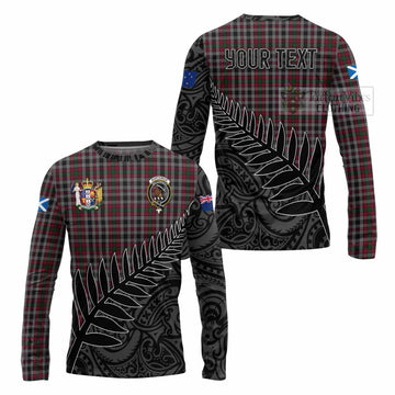 Tartan Vibes Clothing Borthwick Crest Tartan Long Sleeve T-Shirt with New Zealand Silver Fern Half Style