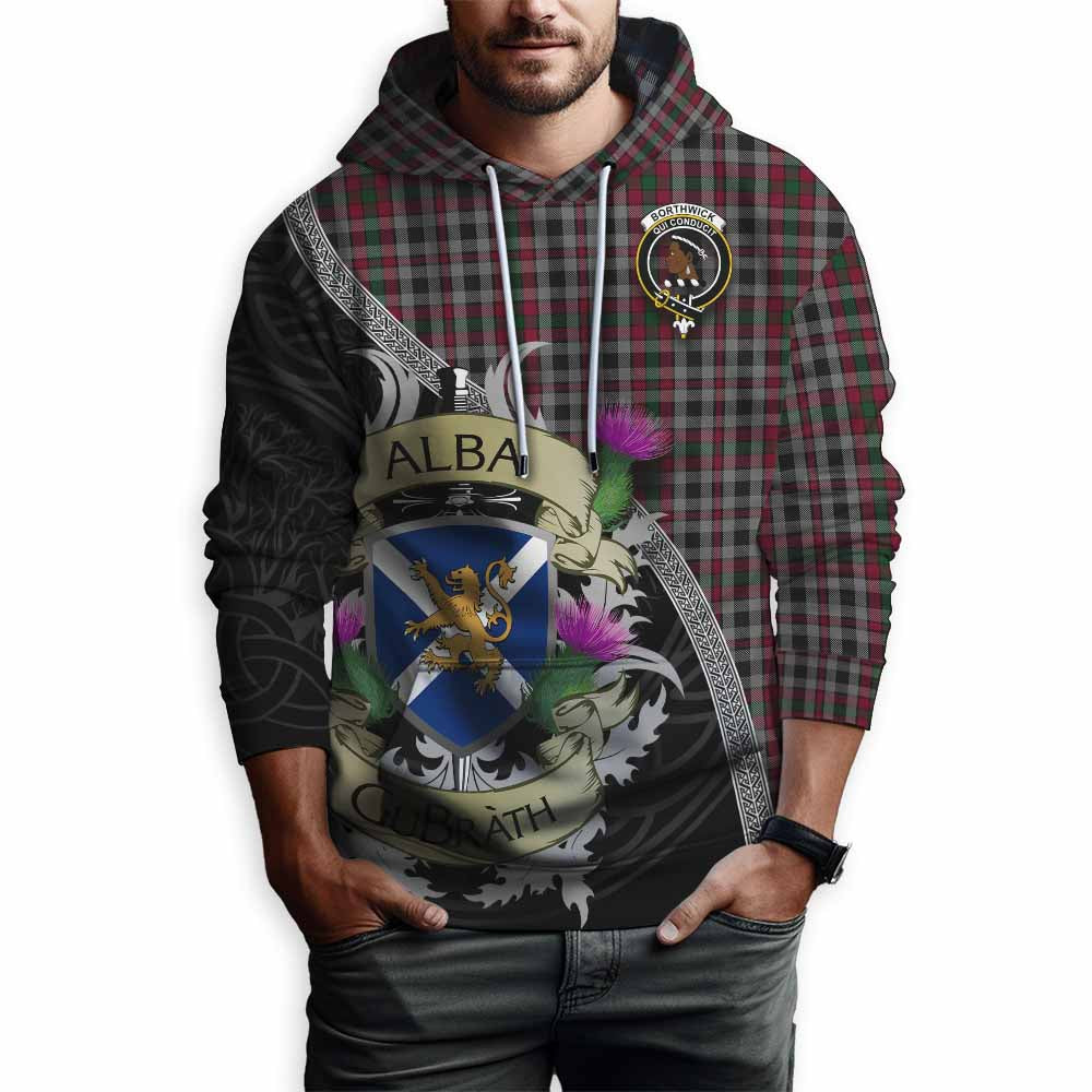 Borthwick Tartan Family Crest Hoodie Lion Rampant Royal Thistle Shield Celtic Inspired Pullover Hoodie - Tartan Vibes Clothing