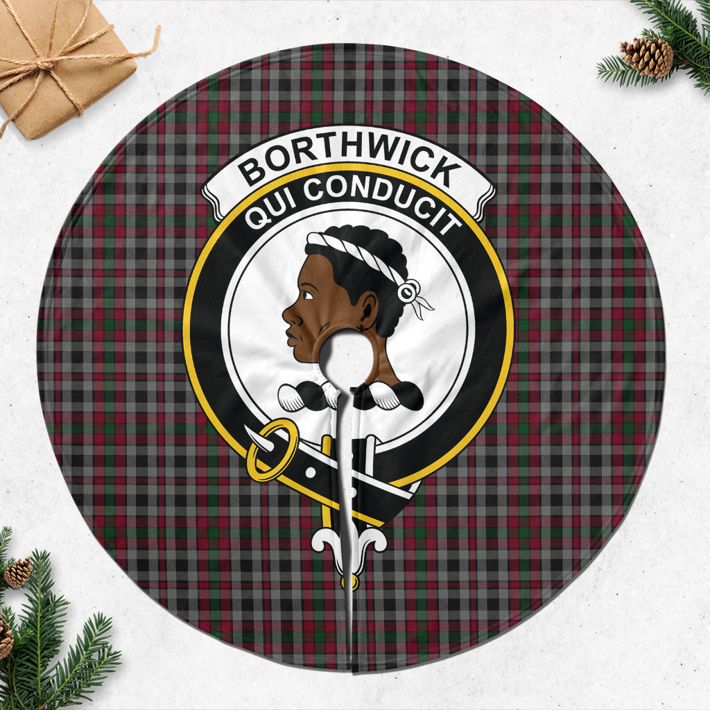 Borthwick Tartan Christmas Tree Skirt with Family Crest - Tartanvibesclothing