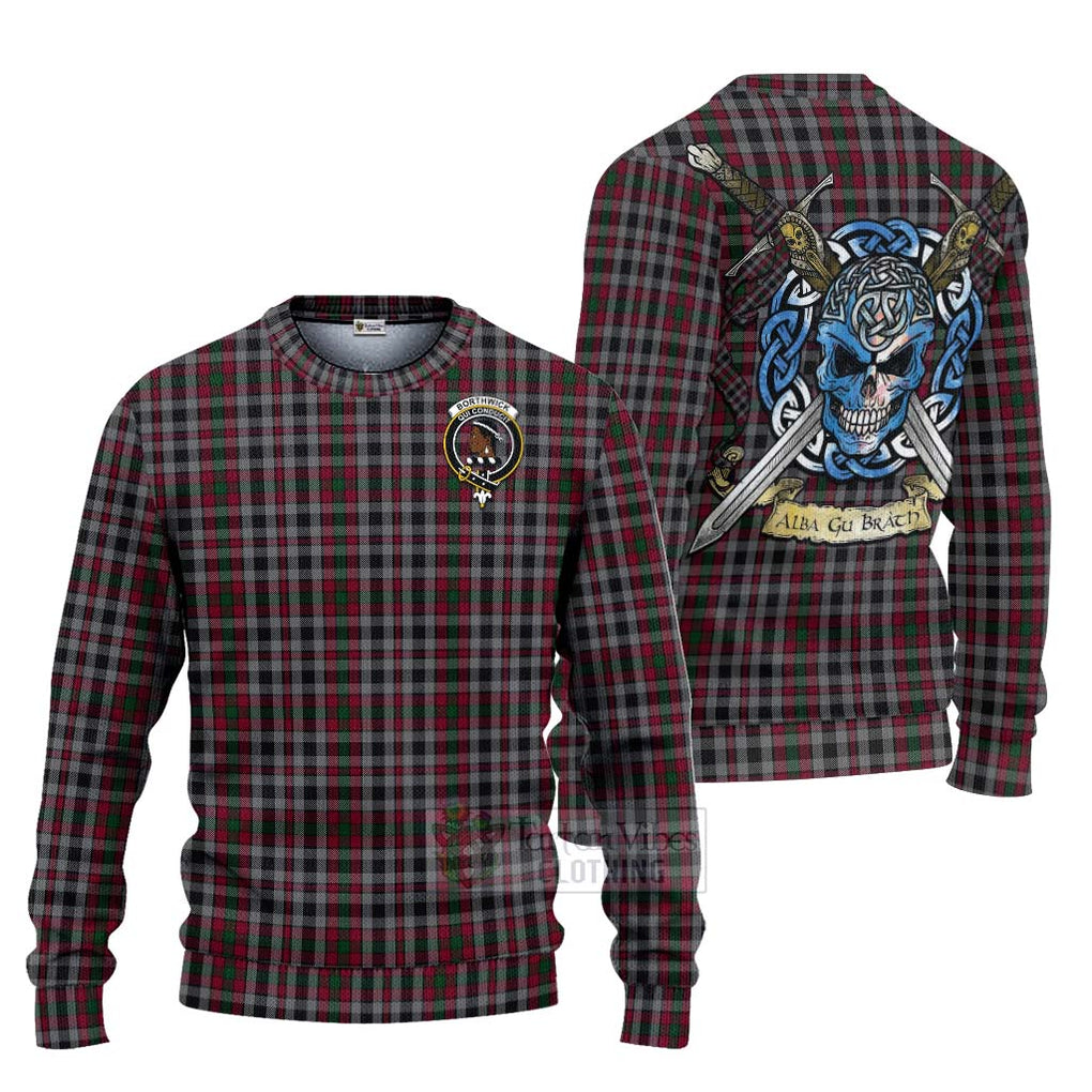 Borthwick Tartan Ugly Sweater with Family Crest Celtic Skull Style Unisex - Tartan Vibes Clothing