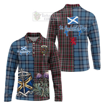 Borthwick Tartan Long Sleeve Polo Shirt Happy St. Andrew's Day Half Tartan Style Unisex - Tartan Vibes Clothing