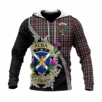 Borthwick Tartan Family Crest Knitted Hoodie Lion Rampant Royal Thistle Shield Celtic Inspired Unisex Knitted Pullover Hoodie - Tartan Vibes Clothing