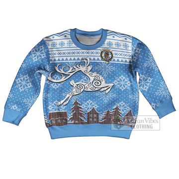 Borthwick Clan Christmas Kid Ugly Sweater with Tartan and Celtic Reindeer Style Kid - Tartan Vibes Clothing