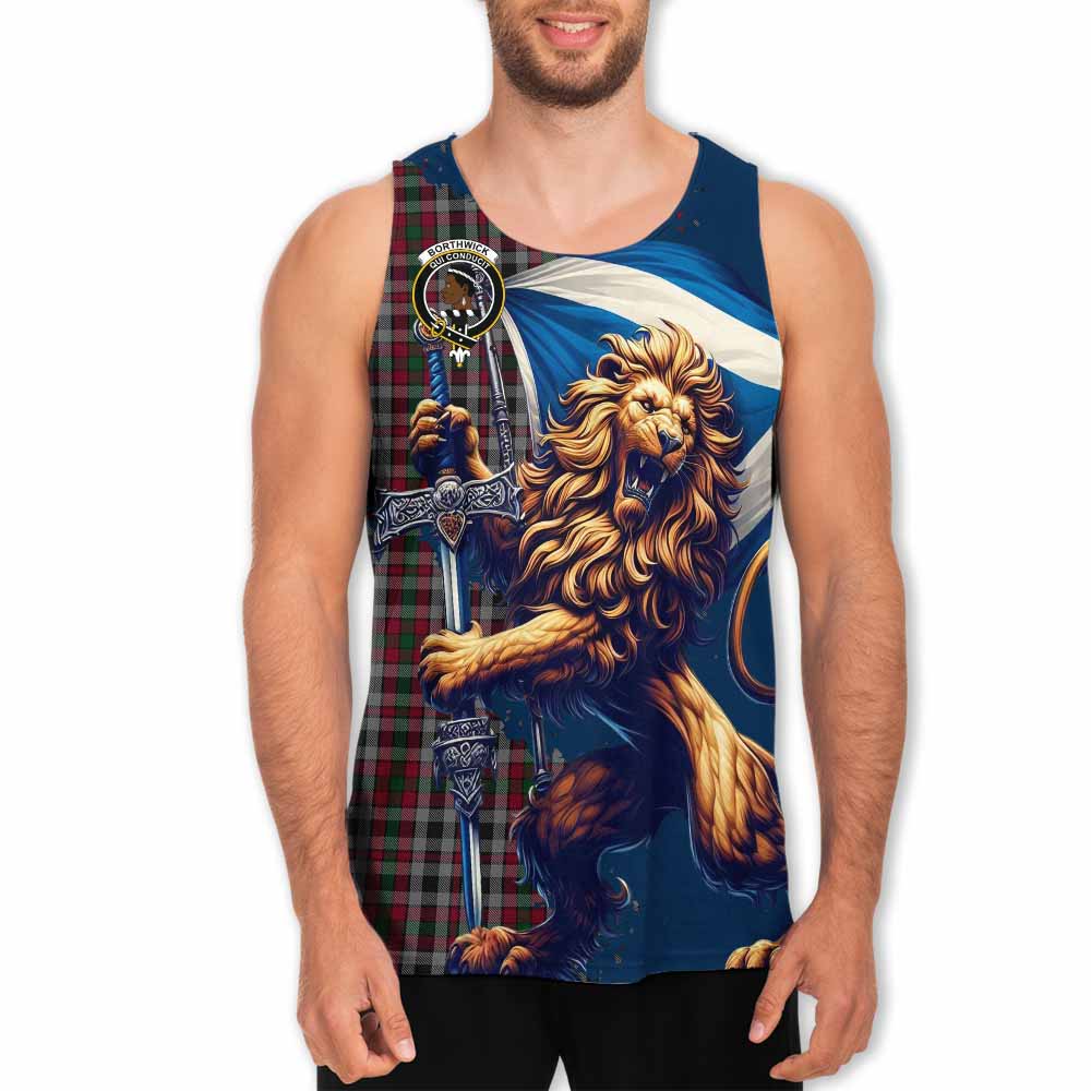Tartan Vibes Clothing Borthwick Tartan Family Crest Men's Tank Top with Scottish Majestic Lion