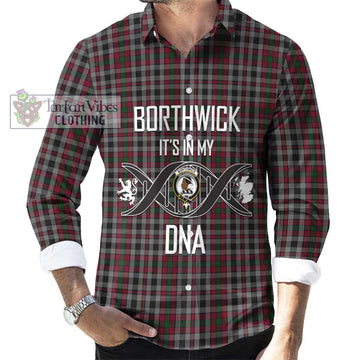 Borthwick Tartan Long Sleeve Button Shirt with Family Crest DNA In Me Style Men's Shirt S - Tartanvibesclothing Shop