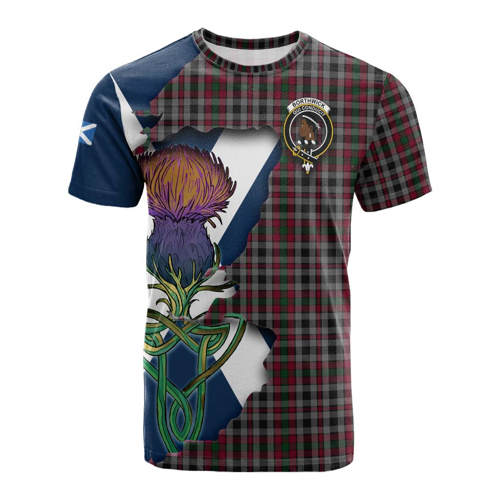 Tartan Vibes Clothing Borthwick Tartan Family Crest Cotton T-shirt Scottish Thistle Celtic Inspired