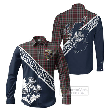Borthwick Tartan Long Sleeve Button Shirt Featuring Thistle and Scotland Map Men's Shirt S - Tartan Vibes Clothing
