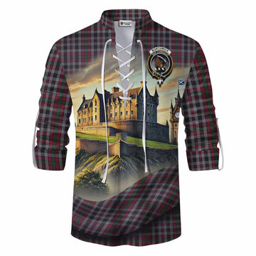 Borthwick Tartan Family Crest Ghillie Kilt Shirt with Scottish Ancient Castle Style Men - Tartan Vibes Clothing