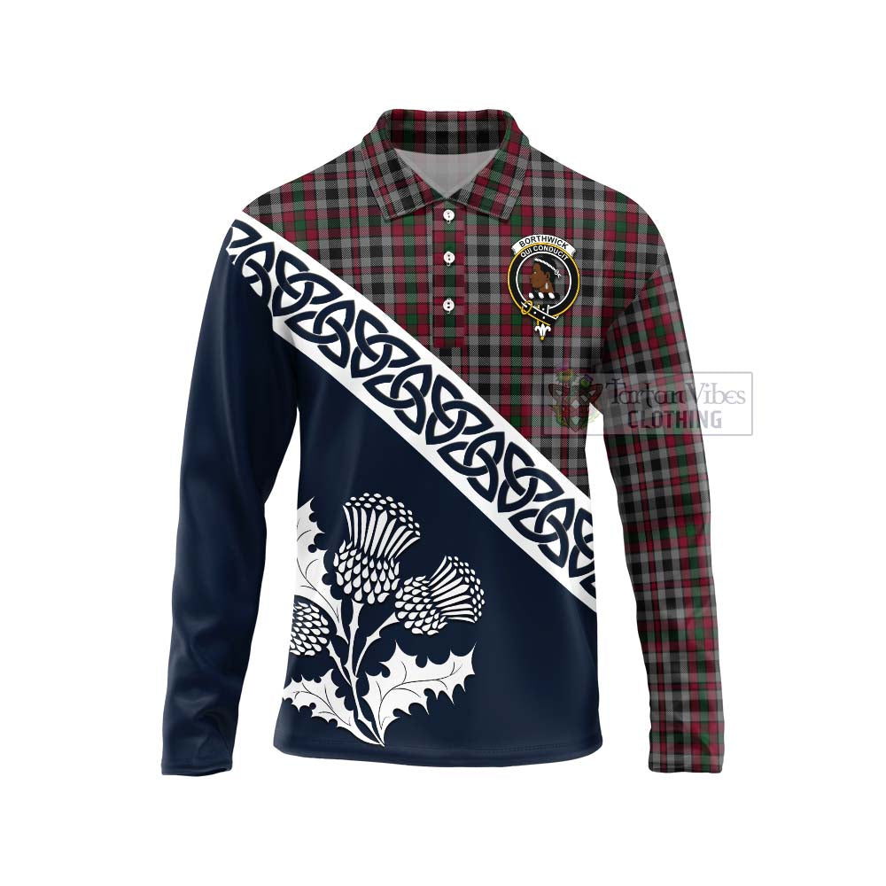 Borthwick Tartan Long Sleeve Polo Shirt Featuring Thistle and Scotland Map Unisex - Tartan Vibes Clothing