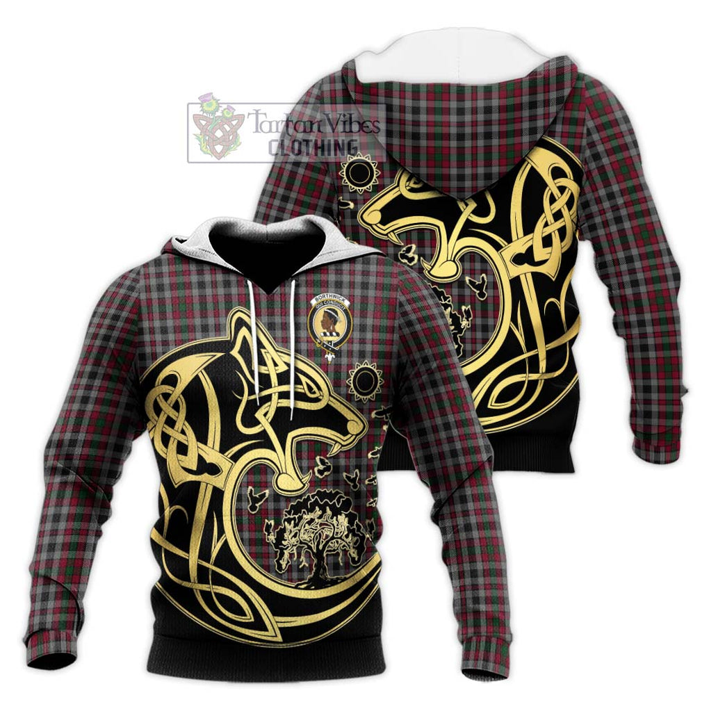 Borthwick Tartan Knitted Hoodie with Family Crest Celtic Wolf Style Unisex Knitted Pullover Hoodie - Tartan Vibes Clothing