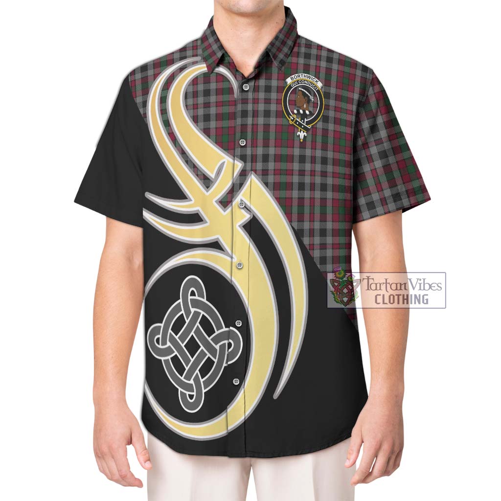 Borthwick Tartan Hawaiian Shirt with Family Crest and Celtic Symbol Style Kid - Tartan Vibes Clothing