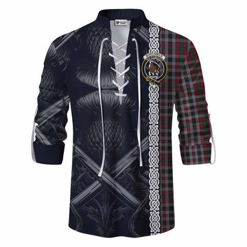 Borthwick Tartan Ghillie Kilt Shirt with Family Crest Cross Sword Thistle Celtic Vibes Men - Tartan Vibes Clothing