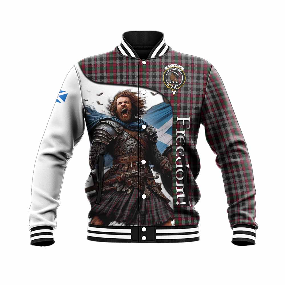 Borthwick Crest Tartan Baseball Jacket Inspired by the Freedom of Scottish Warrior Unisex - Tartan Vibes Clothing