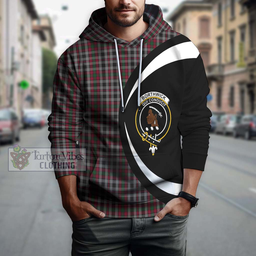 Borthwick Tartan Hoodie with Family Crest Circle Style Zip Hoodie - Tartan Vibes Clothing