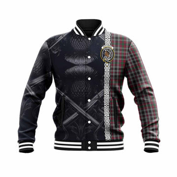 Borthwick Tartan Baseball Jacket with Family Crest Cross Sword Thistle Celtic Vibes Unisex - Tartan Vibes Clothing