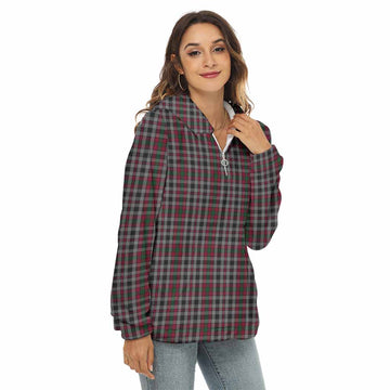 Borthwick Tartan Women's Borg Fleece Hoodie with Half Zip Female - Tartan Vibes Clothing