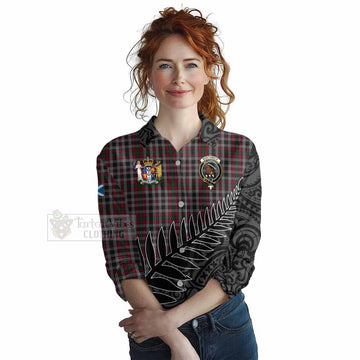 Borthwick Crest Tartan Women's Casual Shirt with New Zealand Silver Fern Half Style Female - Tartan Vibes Clothing