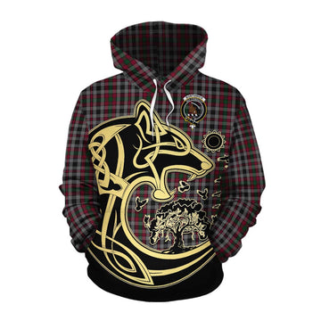Borthwick Tartan Cotton Hoodie with Family Crest Celtic Wolf Style Pullover Hoodie XS - Tartan Vibes Clothing