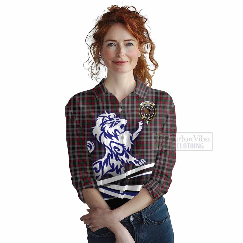 Borthwick Tartan Women's Casual Shirt with Alba Gu Brath Regal Lion Emblem Female - Tartan Vibes Clothing