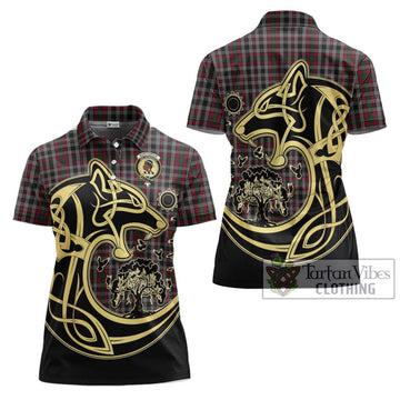 Borthwick Tartan Women's Polo Shirt with Family Crest Celtic Wolf Style Women - Tartan Vibes Clothing