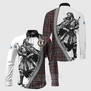 Borthwick Tartan Clan Crest Long Sleeve Button Shirt with Highlander Warrior Celtic Style Men's Shirt S - Tartan Vibes Clothing