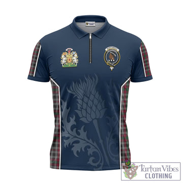Tartan Vibes Clothing Borthwick Tartan Zipper Polo Shirt with Family Crest and Scottish Thistle Vibes Sport Style