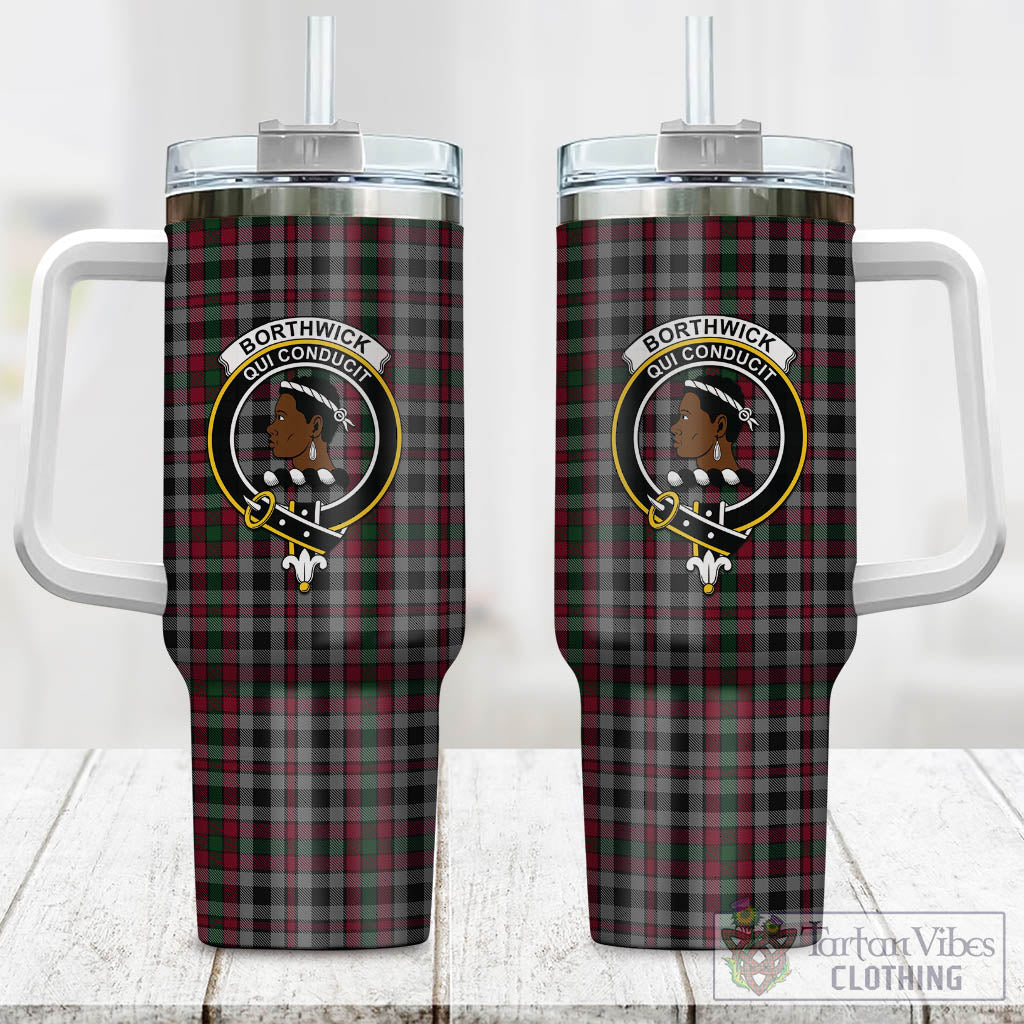 Borthwick Tartan Tumbler with Handle with Family Crest One Size 40 OZ - Tartan Vibes Clothing