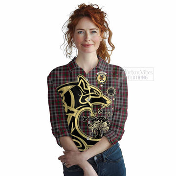 Borthwick Tartan Women's Casual Shirt with Family Crest Celtic Wolf Style Female - Tartan Vibes Clothing