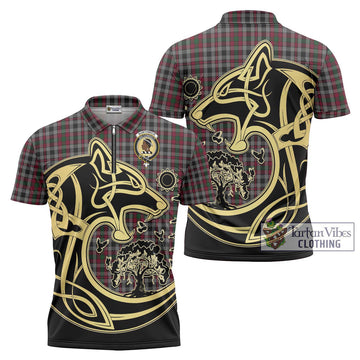 Borthwick Tartan Zipper Polo Shirt with Family Crest Celtic Wolf Style Unisex - Tartan Vibes Clothing