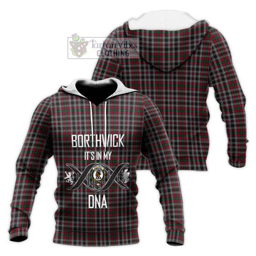 Borthwick Tartan Knitted Hoodie with Family Crest DNA In Me Style Unisex Knitted Pullover Hoodie - Tartan Vibes Clothing