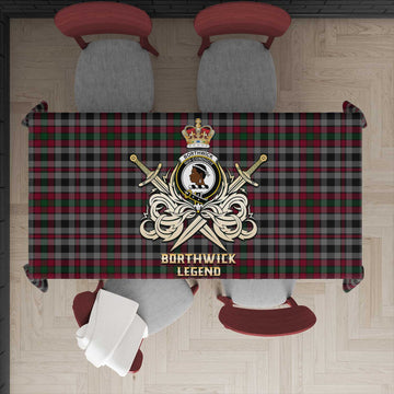 Borthwick Tartan Tablecloth with Clan Crest and the Golden Sword of Courageous Legacy - Tartan Vibes Clothing