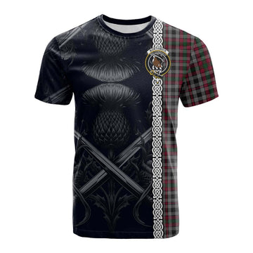 Tartan Vibes Clothing Borthwick Tartan Cotton T-shirt with Family Crest Cross Sword Thistle Celtic Vibes