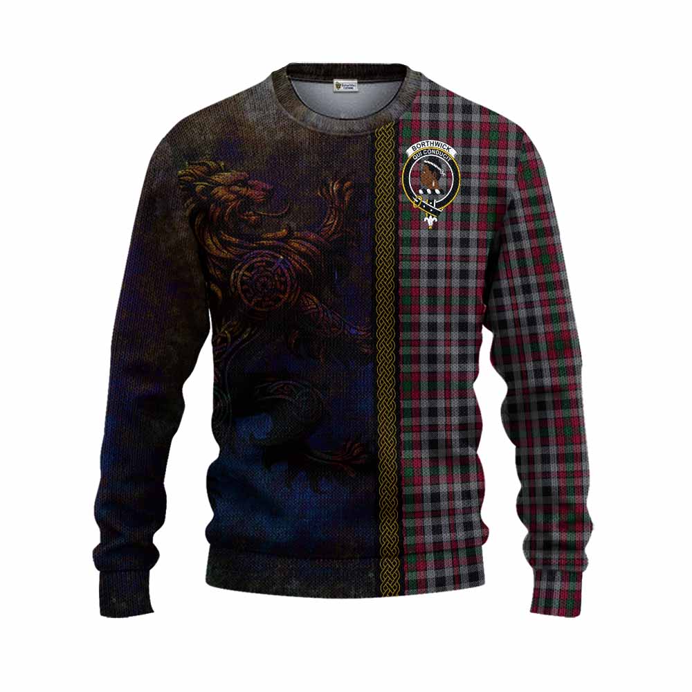 Borthwick Tartan Family Crest Knitted Sweater Alba Gu Brath Be Brave Lion Ancient Style Unisex - Tartan Vibes Clothing