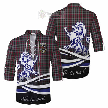Borthwick Tartan Ghillie Kilt Shirt with Alba Gu Brath Regal Lion Emblem Men - Tartan Vibes Clothing