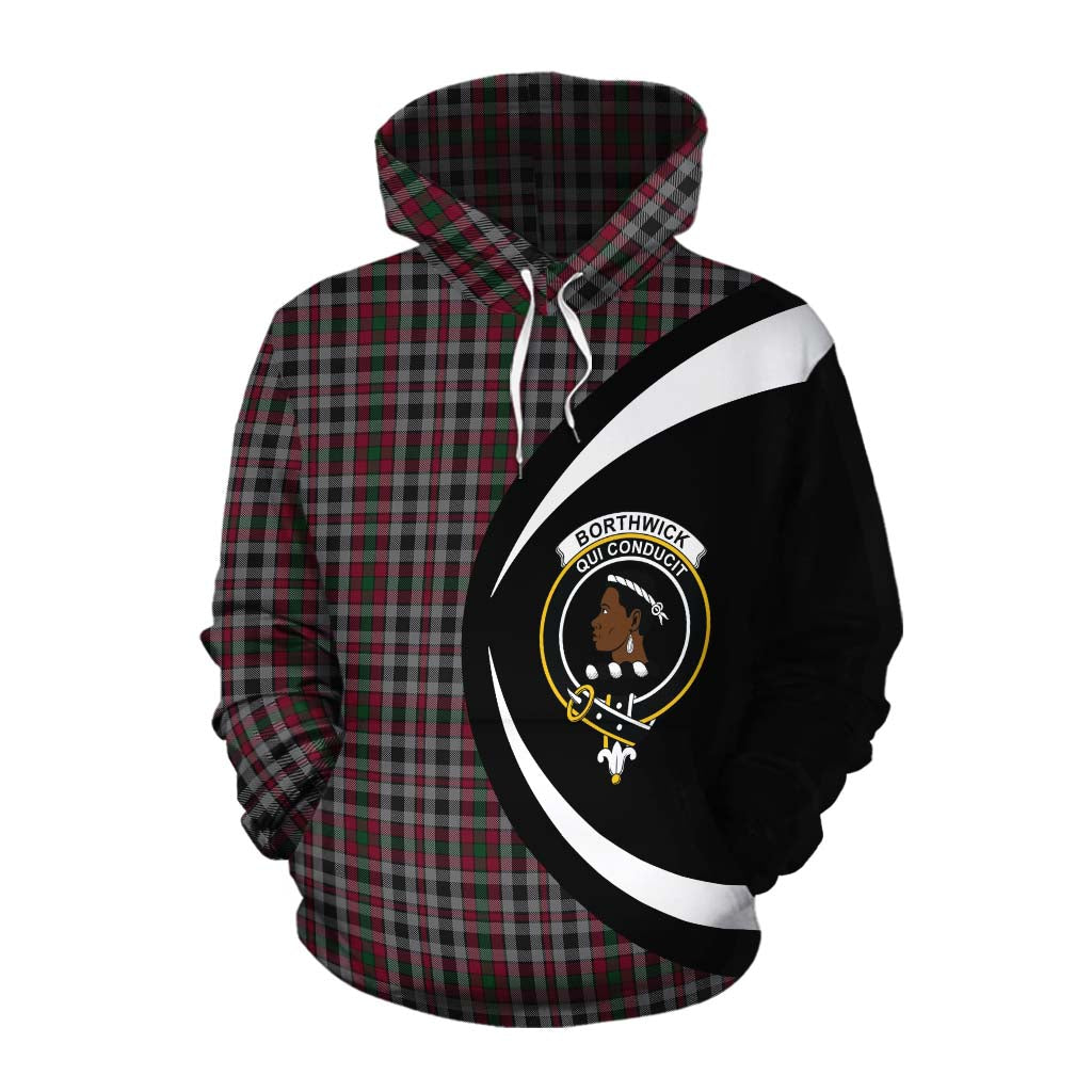 Borthwick Tartan Cotton Hoodie with Family Crest Circle Style Pullover Hoodie XS - Tartan Vibes Clothing