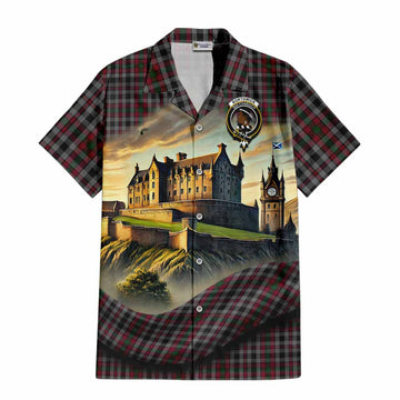 Tartan Vibes Clothing Borthwick Tartan Family Crest Short Sleeve Button Shirt with Scottish Ancient Castle Style