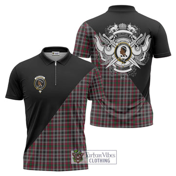 Borthwick Tartan Zipper Polo Shirt with Family Crest and Military Logo Style Unisex - Tartan Vibes Clothing